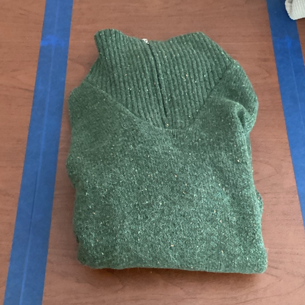Quarter zip turtle neck 100% merino wool sweater